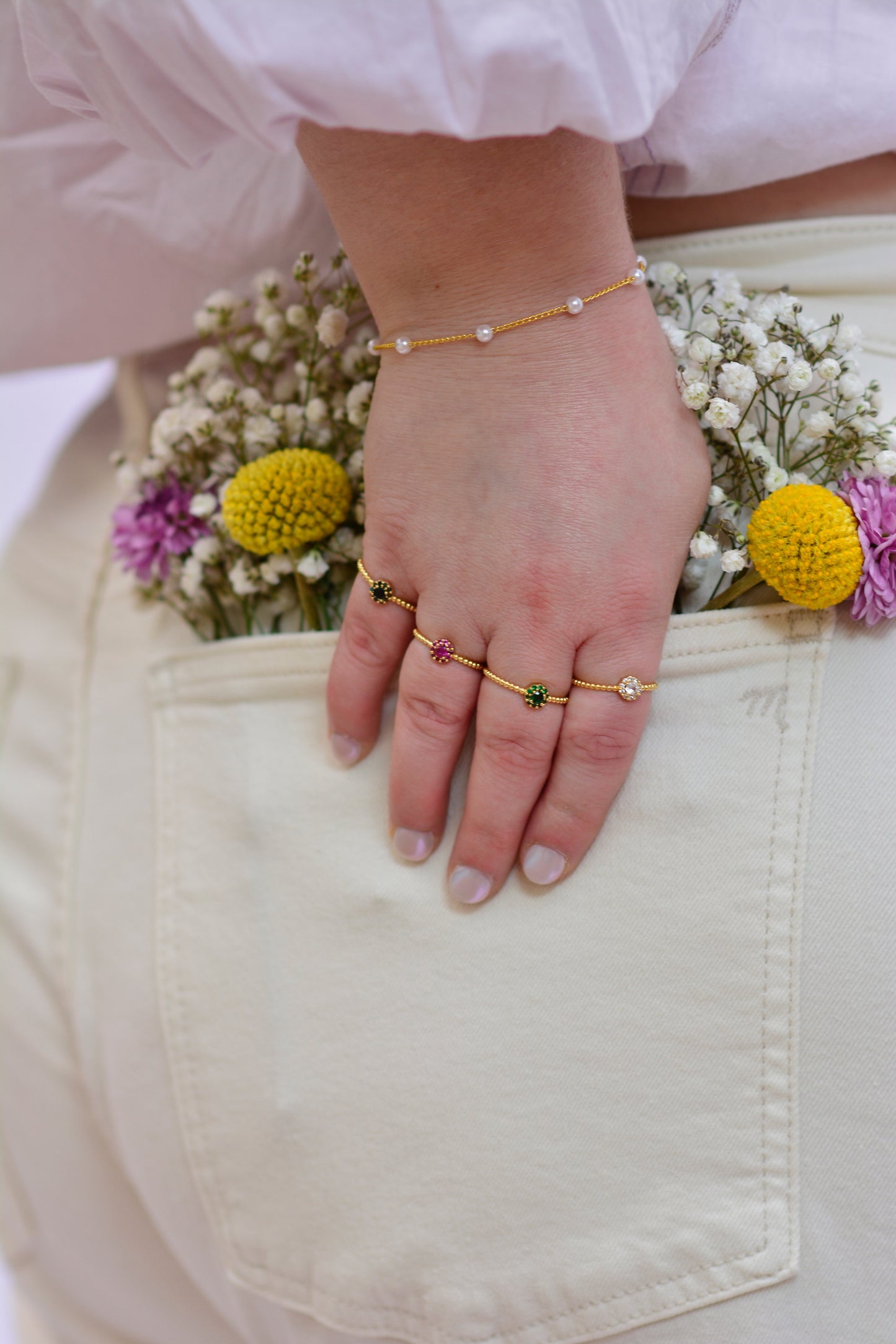 Gemstone Flower Ring